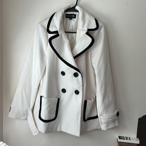 Women’s white and black pea coat